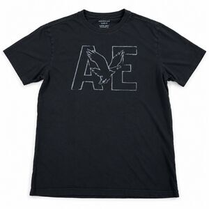 American Eagle Super Soft Graphic T-Shirt Mens S Black AE Flying Eagle Tee